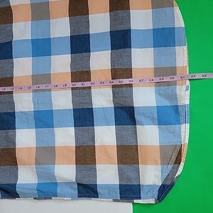 Columbia Blue and Orange Plaid Casual Button Down Shirt